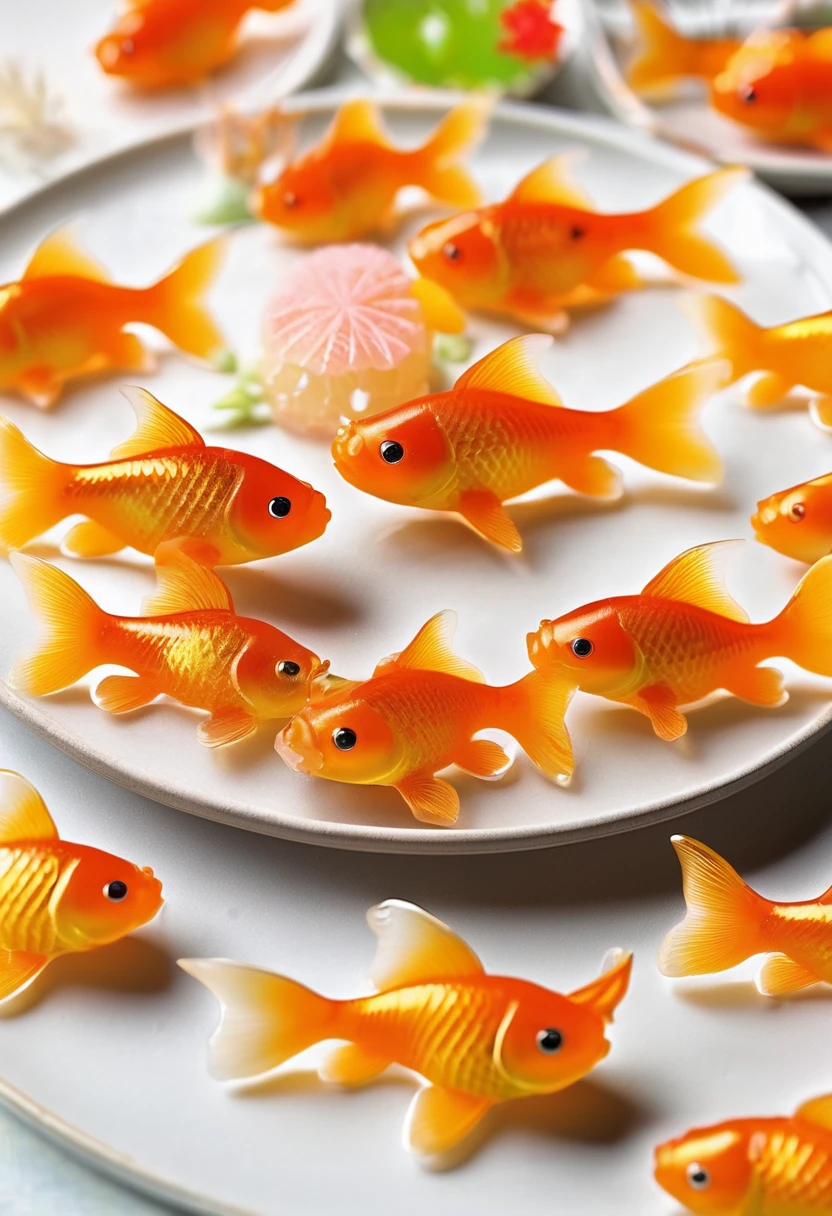 Goldfish Japanese sweets on a plate