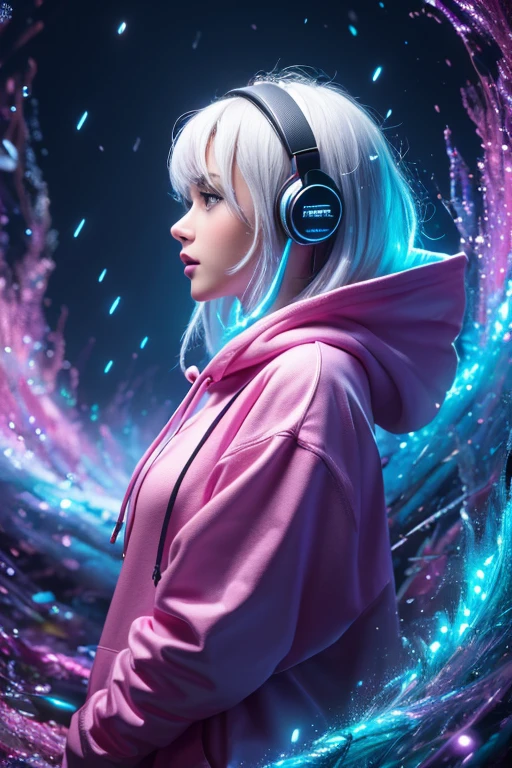 (best quality,4k,8k,highres,masterpiece:1.2),ultra-detailed,(realistic,photorealistic,photo-realistic:1.37),colorful hyperrealistic digital painting of a beautiful girl with striking black eyes, light pink straight hair, glowing white skin, extremely detailed, fractal art elements, floral textures, dynamic pose, abstract background, glowing skin, many colors, earrings, feather,night scene,full of notes,decorative panel,abstract art background,side profile view

(best quality,4k,8k,highres,masterpiece:1.2),ultra-detailed,(realistic,photorealistic,photo-realistic:1.37),colorful 3D rendered digital painting of an adorable chipmunk with fluffy fur,silver blue outfit,hoodie,headphones,modern and inorganic background,bright lighting,vibrant colors,outside in the rain