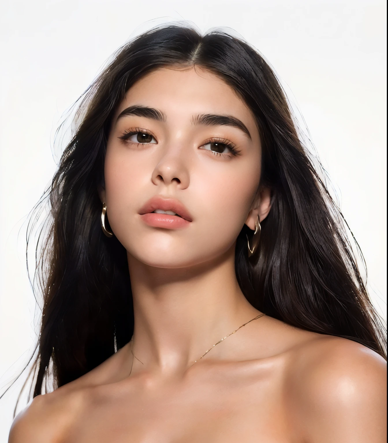 a close up of a woman with long hair wearing a dress, flawless olive skin, madison beer, portrait sophie mudd, madison beer girl portrait, violet myers, gorgeous latina face, julia sarda, extremely beautiful face, dua lipa, 18 years old, flawless face, beautiful face and flawless skin, olive skinned, :: madison beer