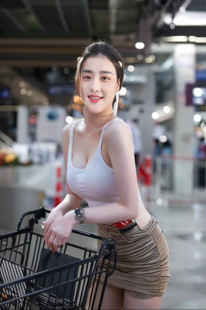 There was a woman standing next to a wheelchair., Dilraba Dilmurat, Wen Fei Ye, Hyper real photos, Appearing in a shopping mall, Gemma Chen, Guvez, Wei Wang, Si Han, Sazi, gongbi, Jin Yiwei, Chia, Xindong Chen, Digna Gvasalia, long chin