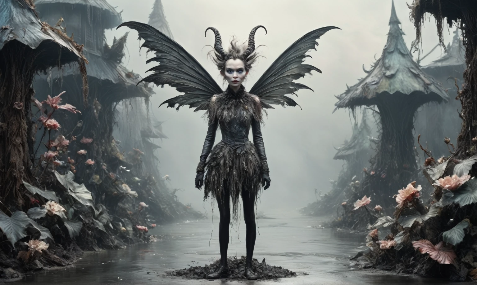 full-body-shot,pearl fairy, who can't fly,Cinematic,Muted colors, Technicolor,natural skin textures, hyper realisitic, hyper detailed,Extremely detailed,High contrast,Masterpiece,Realistic,Ultra Detailed,mother-of-pearl leather,Quentin Blake Style Photography, wlop,full body length,once pretty,full body,bailong plant Caribbean sparas made of dead charcoal plants,charcoal Alien Krampus,ominous winter landscape, intricate details,realistic humid skin,extremely intricate,Epic Realistic, Romantic, cinematic style,irina yermolova,Nicola Samori,Wangechi Quality,orc, messy hair,urban,pretty face,extremely detailed,[night landscape],masterpiece,intricate details,faded,eyes extremely detailed,high detailed eyes,4k resolution,RAW, Nikon Z9