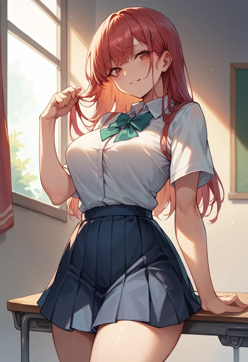 sexy school girl, skirt, bangs