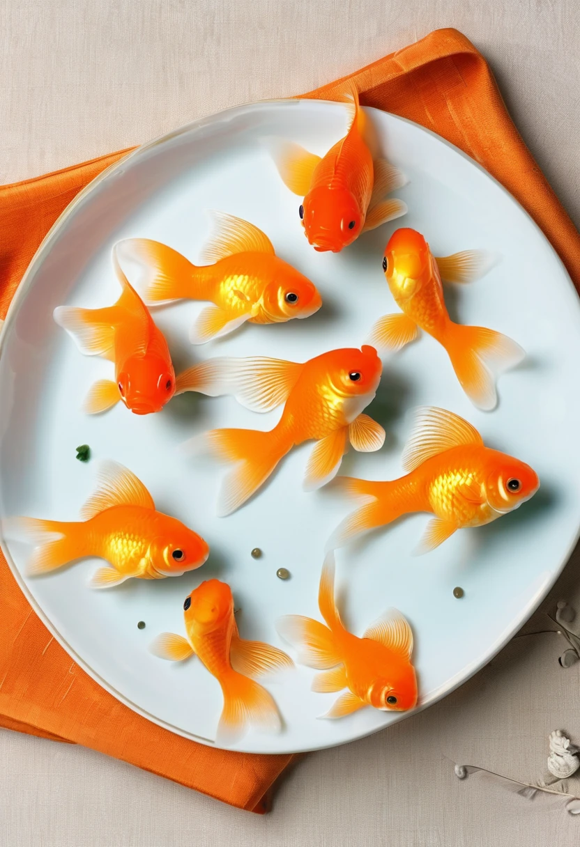 Goldfish dessert on a plate