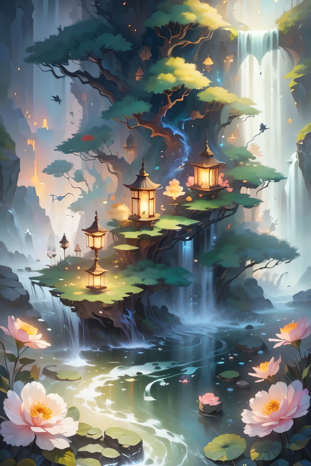 The original，（Implications：1.1），（Best quality），（masterpiece：1.1），（Extremely detailed CG unity 8k wallpaper），（One color：1.2），Jasmine，Jasmine瓣，landscape，Rios|purely，