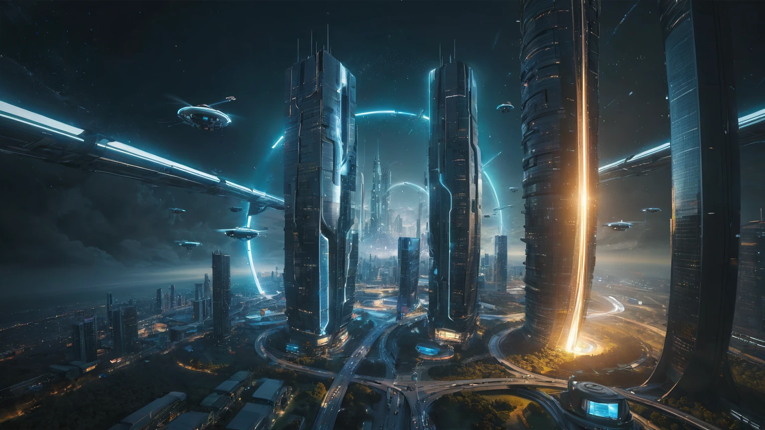 brightly colored abstract image of a space station with a spiral, epic beautiful space scifi, chaotic cinematic space rift, greg beeple, (((((flying cars, 1drone))))), planets colliding, beeple and tim hildebrandt, beeple and jean giraud, end of the universe, galaxy space sci-fi, ringworld, by Mike "Beeple" Winkelmann. Matrix style, (((((Matrix cascading code))))), (((((a futuristic twin tower skyscraper with a unique twisted design))))), (((((OLED GUI interfaces in the building))))), at night, (((((1girl, solo))))), photo realistic, (((large-breast:1.2 slim body, cleavage))), (((off broken mini sling-shirt and black sling bra, extreamly short pleated miniskirt exposing panty))), (((((running pose))))), (((((((matrix style black micro sunglasses))))))), ((((((((((aiming with a short gun)))))))))), (((((looking at camera))))), (((very low view))), (((((half-body thigh level medium shot))))), (((cinematic lighting))).