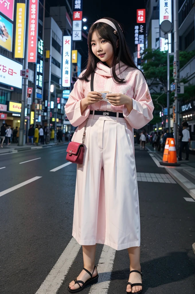 Seorang wanita korea cantik, memakai celana dalam rajut yg sangat kecil, kelihatan bulu kemaluan nya, payudara besar, berjalan dimalam hari, dikota tokyo, pencahayaan yang epik, hyper realistis kualitas gambar UHD. 