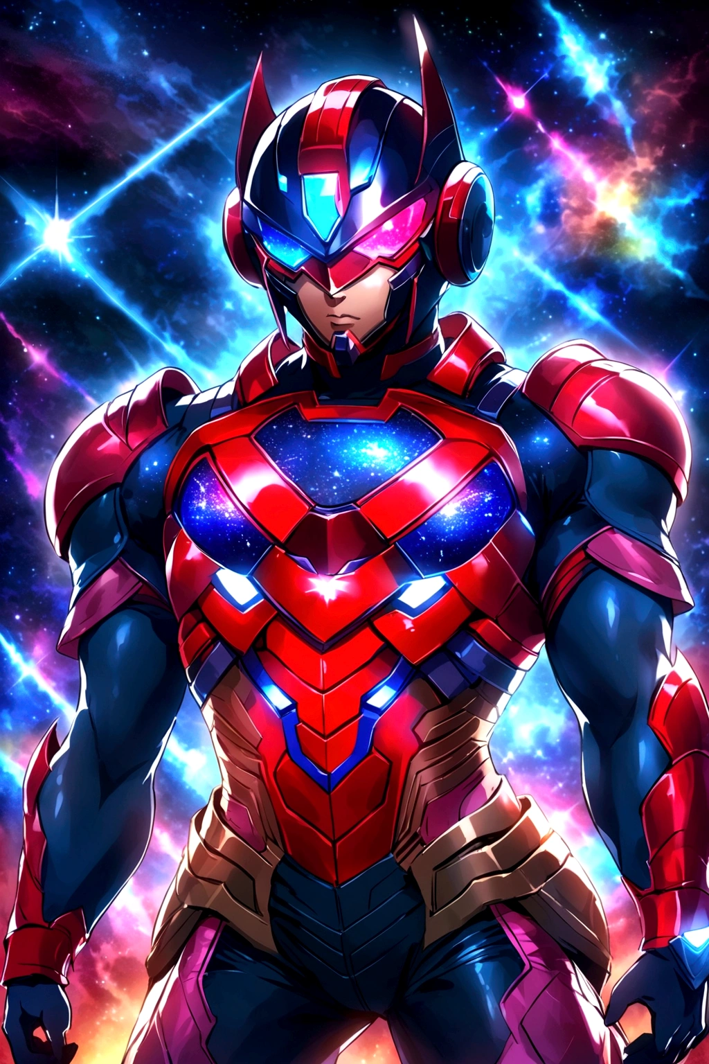 making energy attack cosmic rays, cosmic rays around, galaxy cosmic explosion around cosmicman helmet