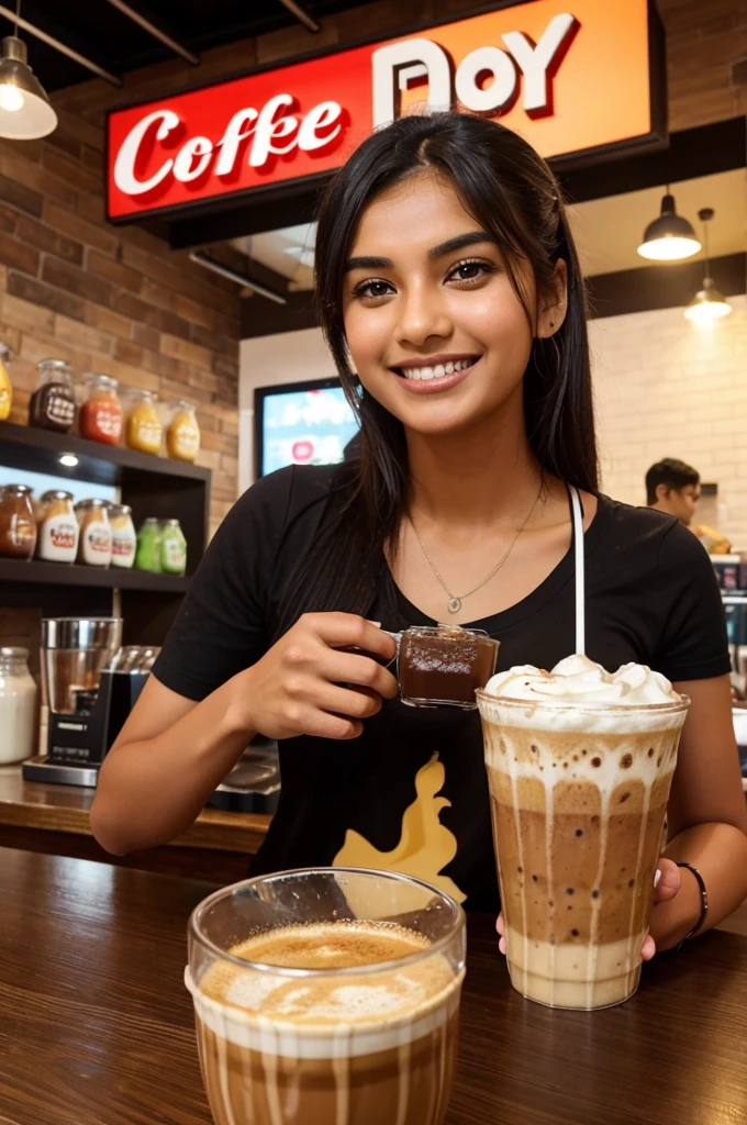 Café Coffee Day is launching a new line of summer-themed beverages and wants to create a visually appealing social media post to promote these drinks. The primary objective is to generate excitement and engagement among our target audience, particularly young adults aged 18-35, and encourage them to visit our coffee shop to try the new beverages.