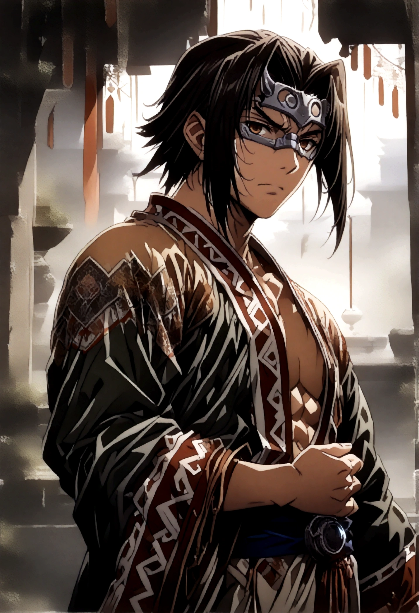 1boy,hakuowlo,utawarerumono,,(masterpiece:1.3),(highest quality:1.4),(Super detailed:1.5),High resolution,Very detailed,unity 8k wallpaper