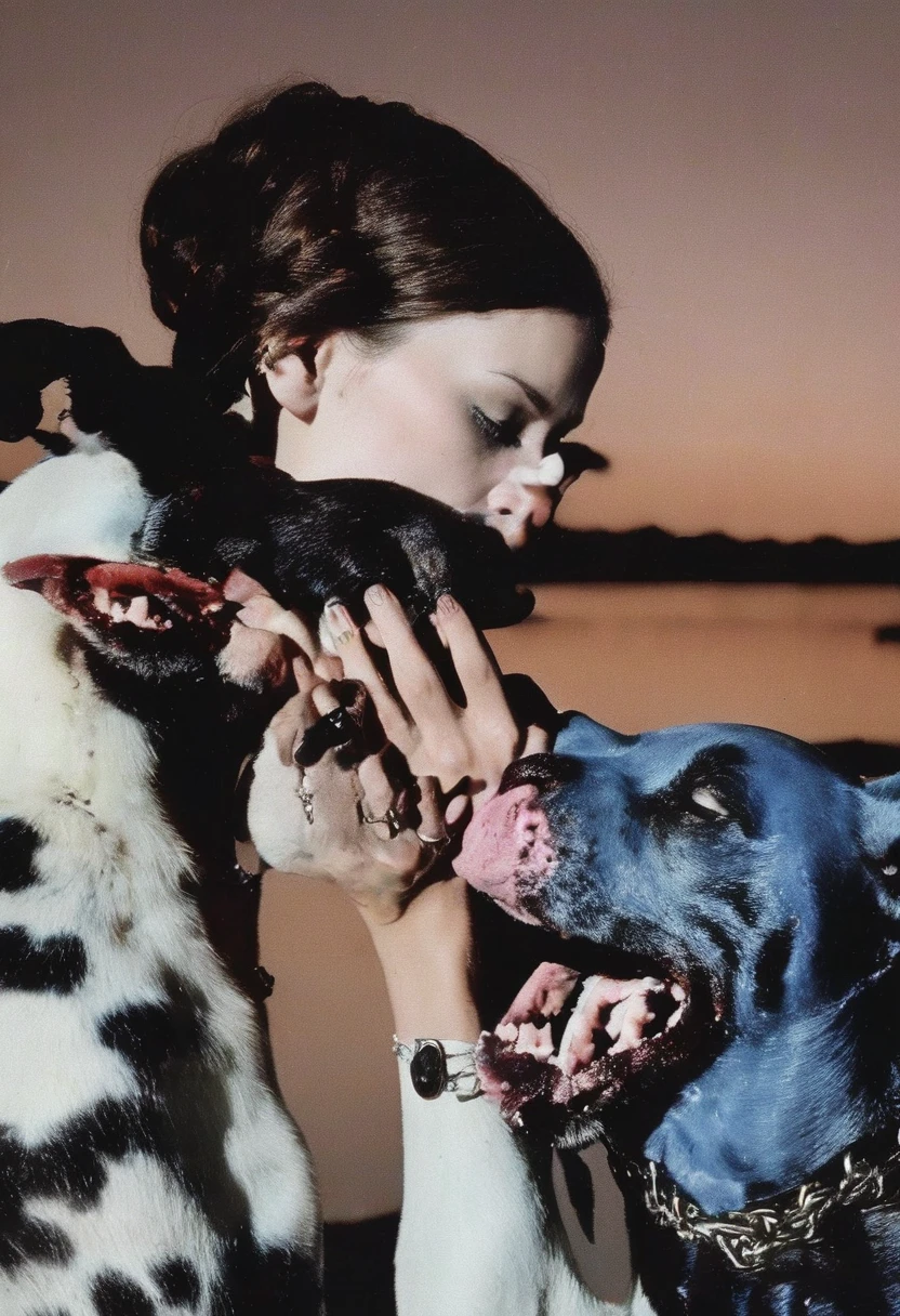 fashion model kiss dog
