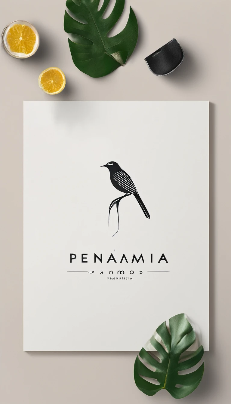 A minimal, modern, simple, cinematic logo design for the brand “Penamemoria". Create a modern, minimalistic, high-quality, logo of a bird with special and thin threads as tail
