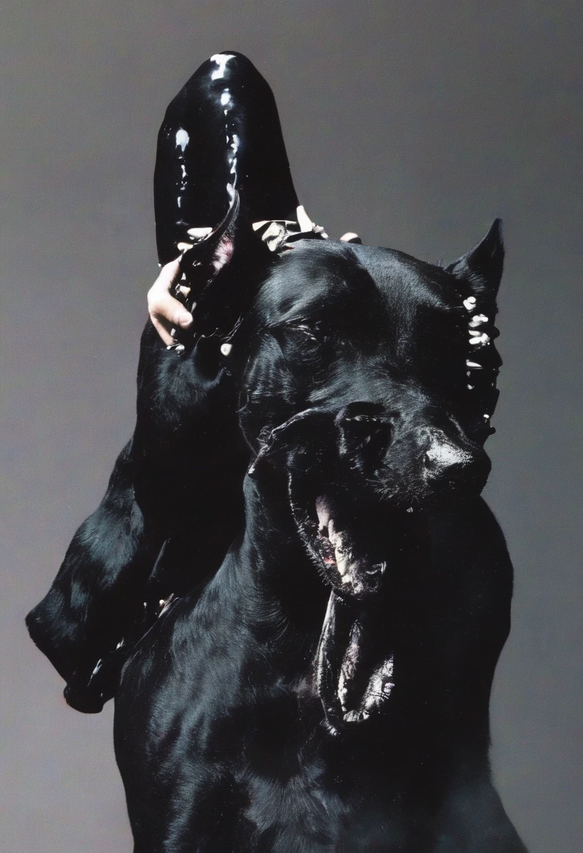 fashion horror, big black dog