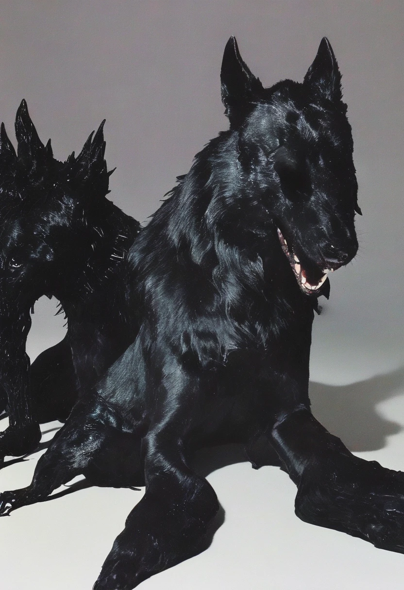 fashion horror, big black dog