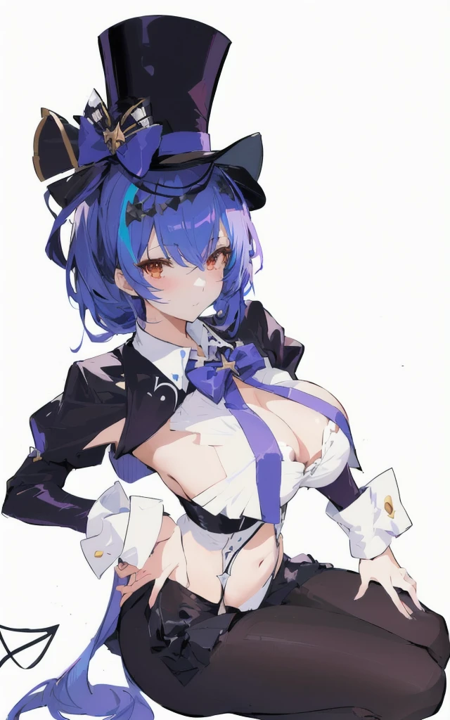 Anime girl wearing a top hat and bow tie sitting on the ground, From the Azur Lane video game, Azur route style, Anime cute art style, Ayaka Genshin Impact, Shatir from Overlord, Attractive anime girl, Azur Lane Characters, , I will also draw the fan, Zerochan art, Black, Official Character Art