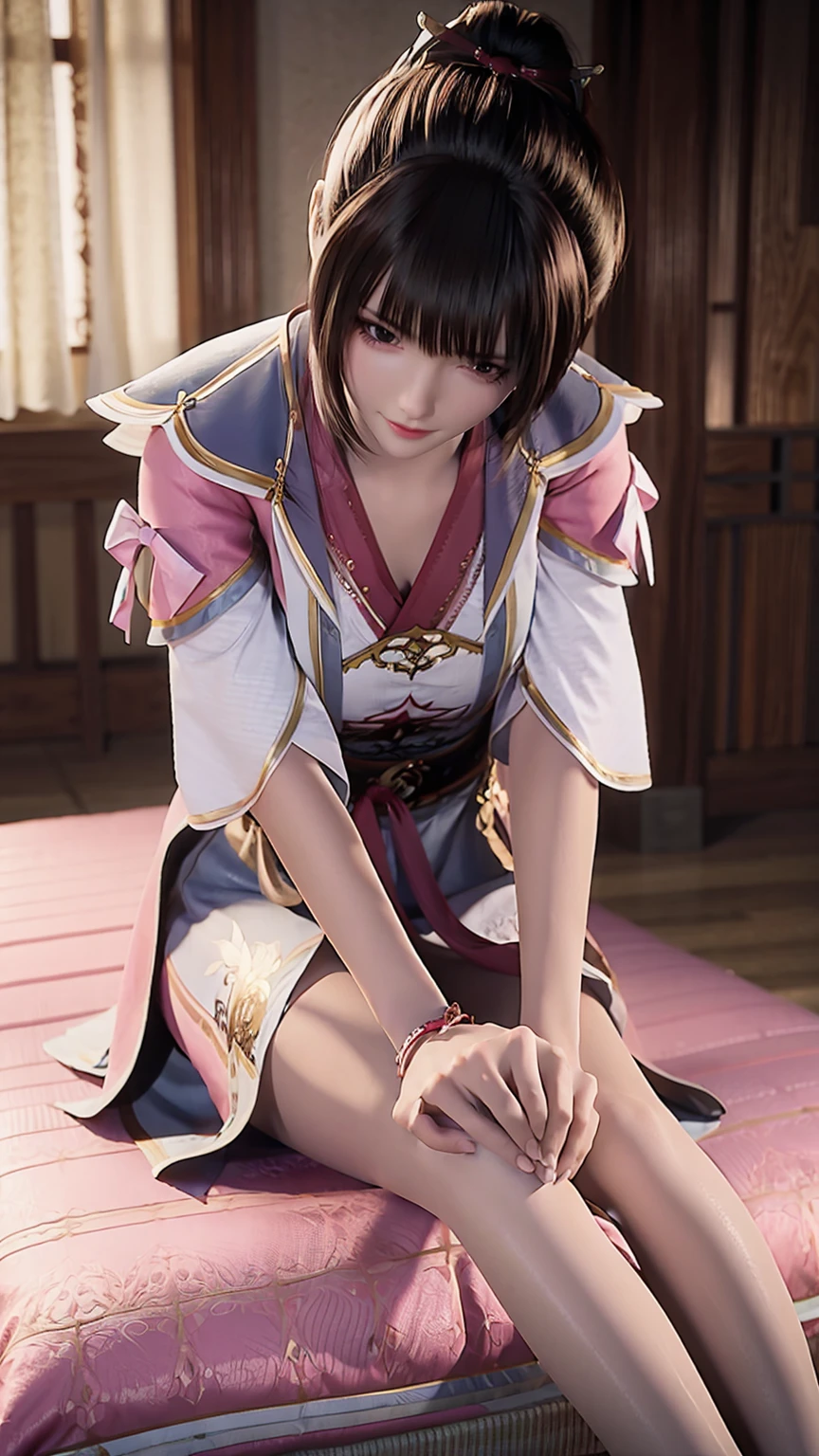 一个女孩Lying in bed,Face up,Raise your legs slightly,Front view super detailed beautiful big breasted girl 16 years old. Ultra HD, 4k, 8K, Movie,whole body,Lying down,Long legs,Very big breasts,whole body捕捉,(((Lying in bed))),(((whole bodyLying in bed))),Pink bed,Off-shoulder,Shoulder-length skirt,Lying in bed,Sleeping on the pillow,Lying down,Headrest pillows