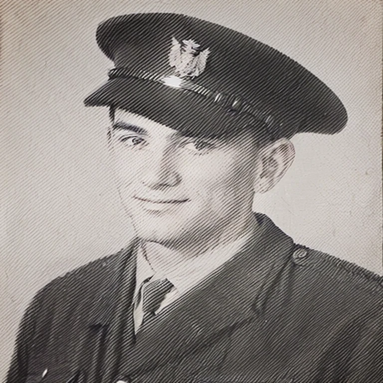 photo of a man in uniform posing for a picture, world war 2 portrait photo, ww2 era photograph, in a soldier uniform, in military uniform, ww2 photo, ww2 era, in uniform, 1944, portrait, 1945, close up portrait