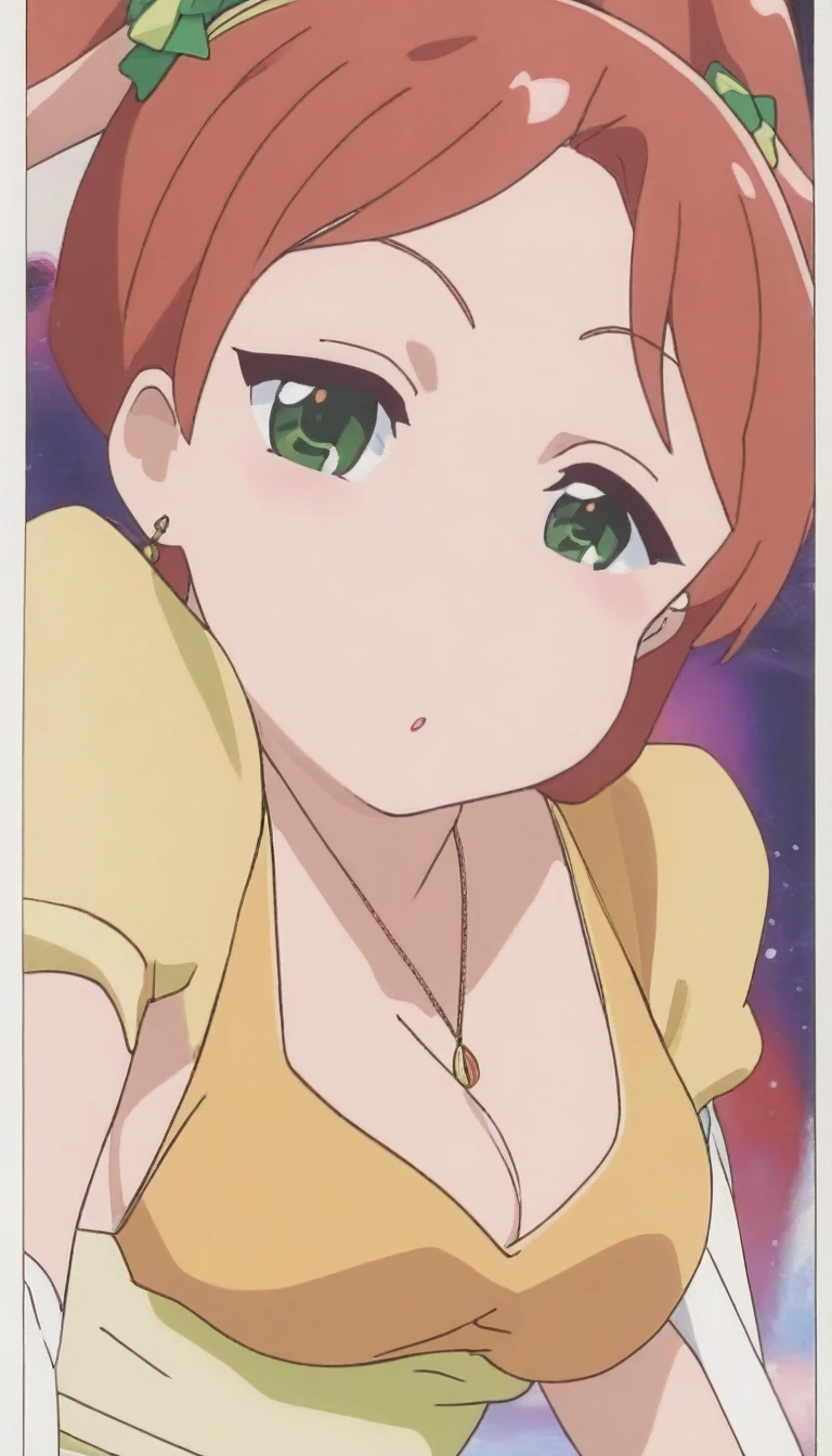 score_9, score_8_superior, score_7_superior, sauce_anime, Iruka Sakimiya, Redhead, (Green Eyes, one side superior), Medium Hair, Green scrunchie, hair ornaments, Shiny skin, evaluation_Explicit, Big Breasts, Big Ass, China dress, Playboy Bunny, Embarrassing, (Tears in my eyes:1.2), Wet clothes, Camel Toe, Dynamic pose, 