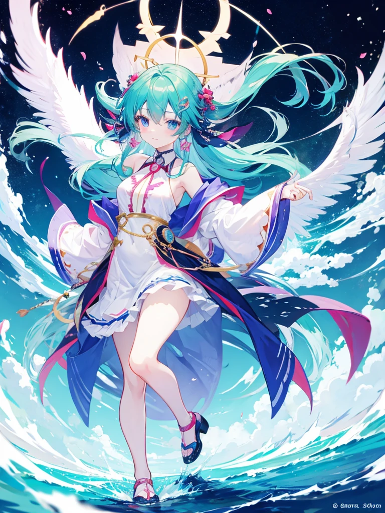 anime girl dancing above a mystical sky
