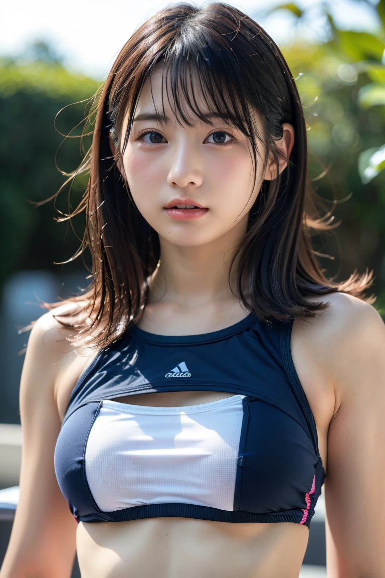 (8k, RAW Photos,Highest quality, High resolution:1.1), (超Realisticな:1.4),(Realistic, Realistic:1.3),The Beauty of Japan、((Upper Body:1.3))、School Swimsuit、Nipples