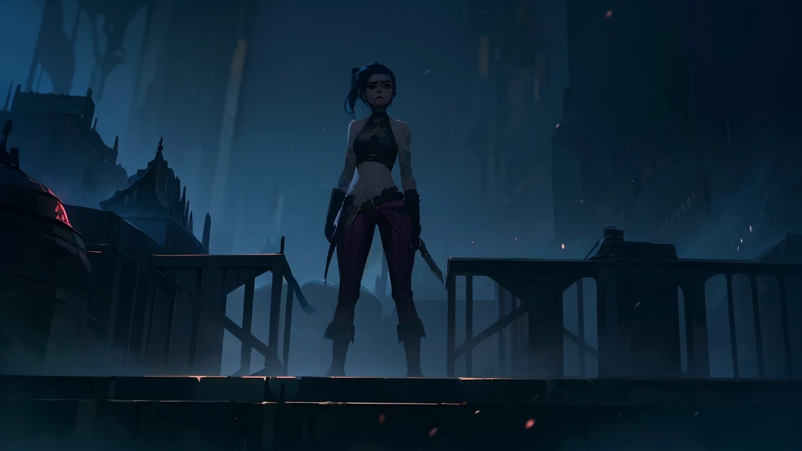(masterpiece, Best quality), 1 girl, portrait, very sexy, crazy look, smile, crying, pink tears, tears on the cheeks, tears from eyes, full length (full body 1.1.), очень feminine, fighting stance, battle, fire, explosions, burning city, beautiful waist, gloomy composition, flame, fire, Flash, very beautiful, feminine, long hair, hair braided in long braids, very sexy, tight leather pants, emphasis on the eyes, face accent, Beautiful face, Hands, Hair, Haired ponytail, red purple eyes, Джинкс crying, Blue cloud tattoo, (masterpiece, Best quality), Side lighting, beautiful detailed eyes, crazy face), (Best quality), (masterpiece), magic photography, Spectacular lighting, Photorealism, ultra detailed, интимная portraitная композиция, 1. 4,8 k UHD, aesthetic, Cd., A high resolution, 8 k, better lighting, Best shade, Ultra-HD, A high resolution, sharp focus, complex background, Cinematic lighting, ((Landscape view)), 4K block, (better lighting), ((Cinematic lighting)),