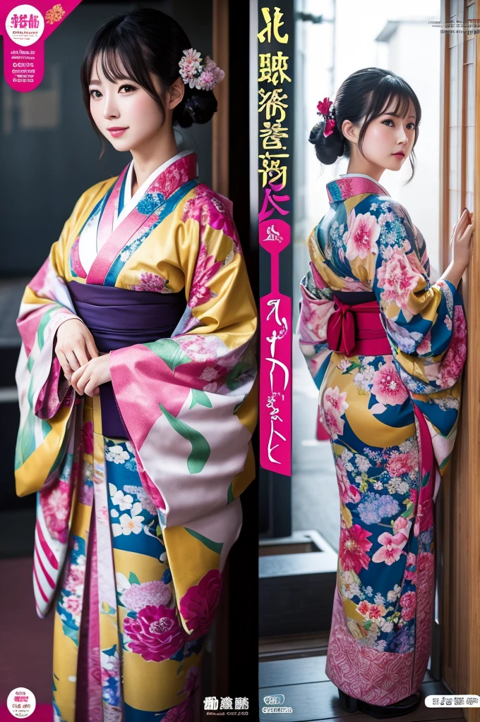 kimono　woman　sex appeal　Cover half of one&#39;s face with a folding fan
