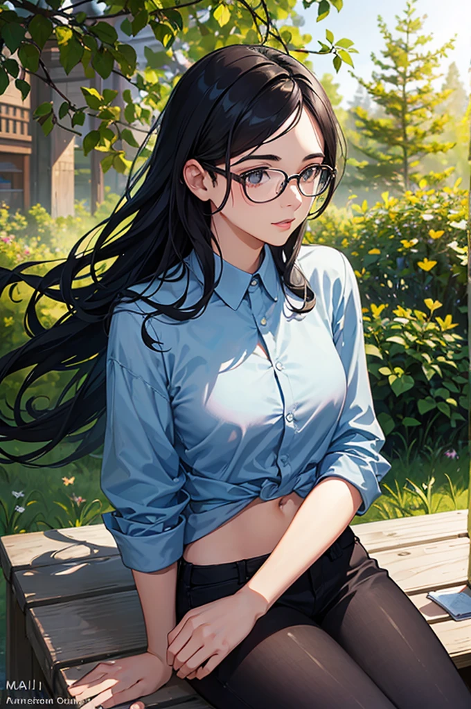 (masterpiece:1.2), high quality, high resolution, a devoted 25-year-old man with his girlfriend, black curly hair, wearing glasses, no beard, slightly awkward demeanor, 21-year-old woman, long black hair, not wearing glasses, , wearing a light blue sleeveless dress, happily spending time together in a park, realistic, detailed, intricate, natural lighting, realistic style