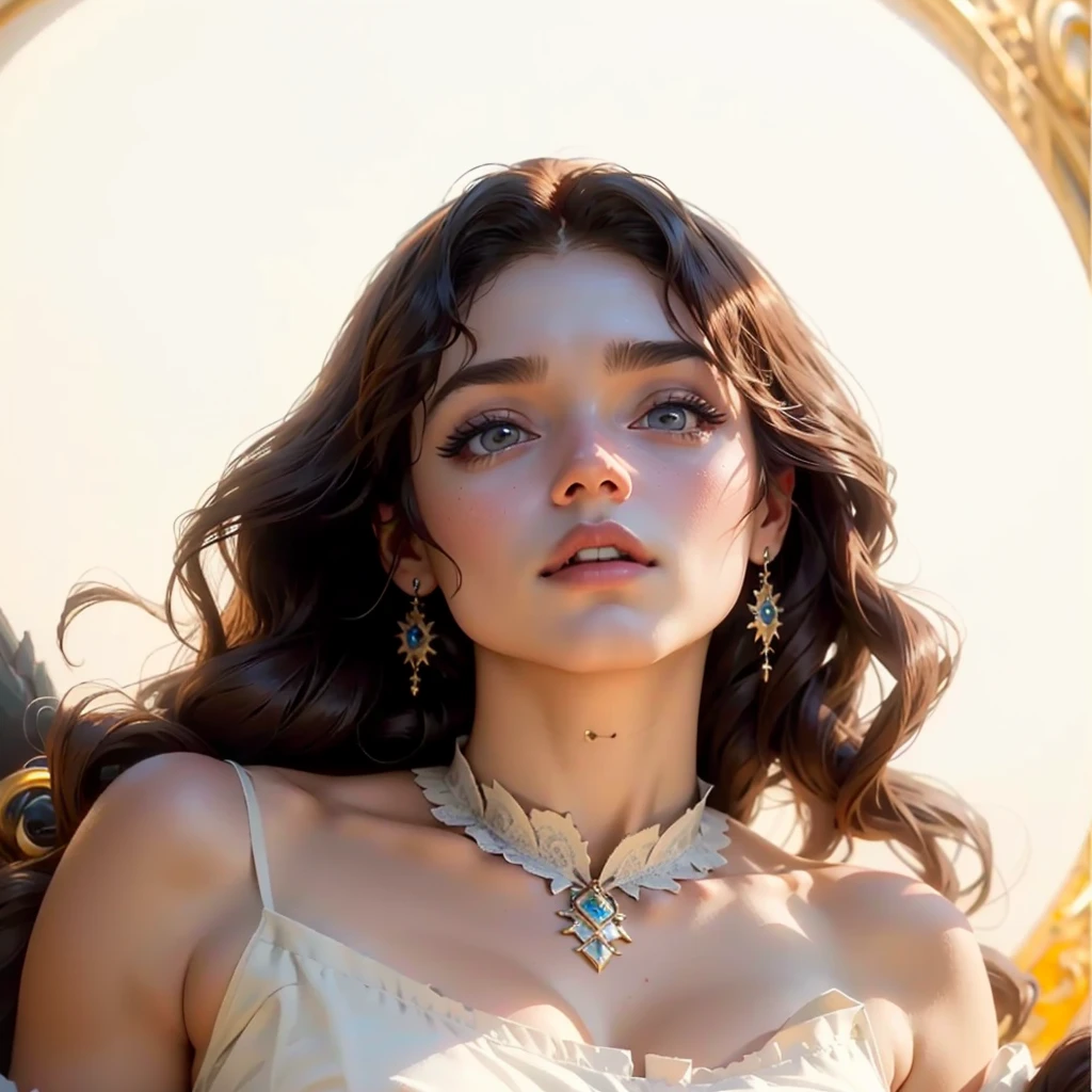 Beautiful woman detailed defined body using Belle (beauty & the beast) cosplay, small breasts