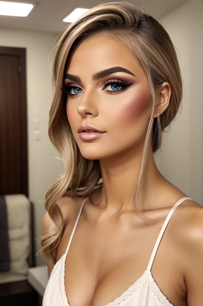 Man with sexy and feminine makeup