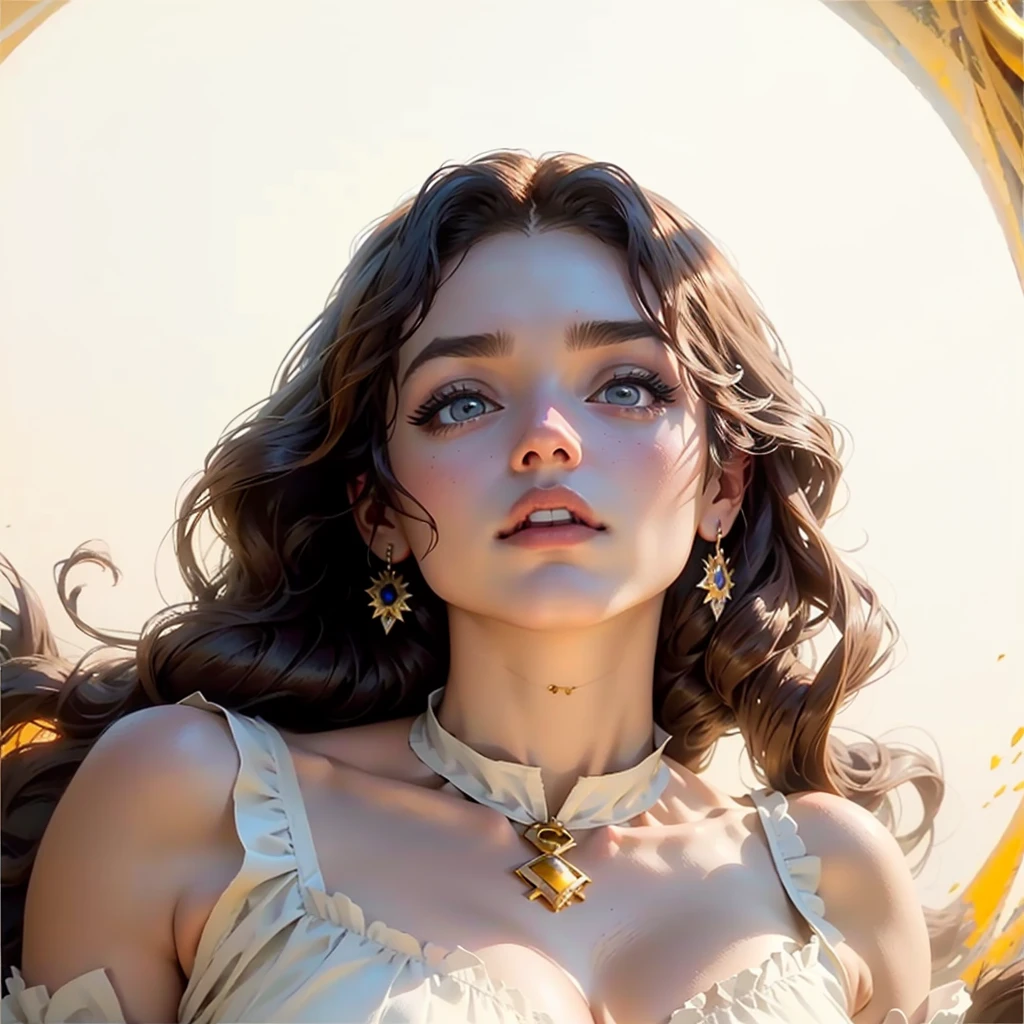 Beautiful woman detailed defined body using Belle (beauty & the beast) cosplay, small breasts