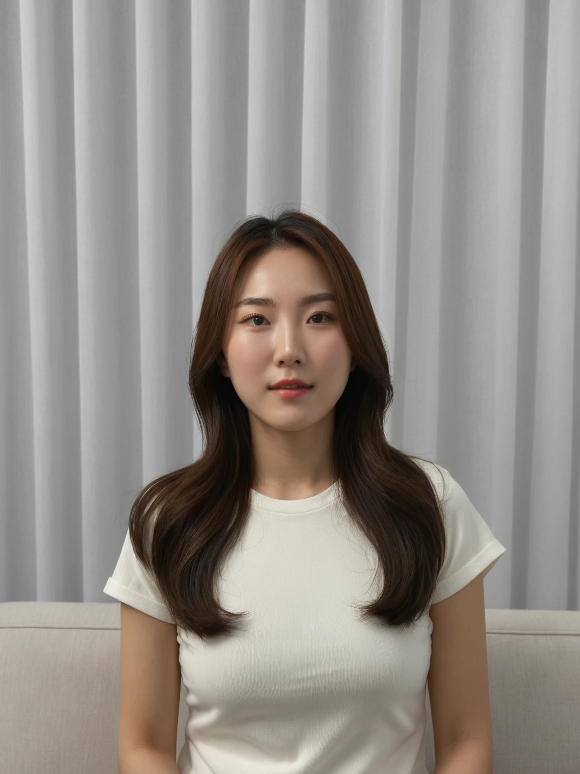 Best Quality, 8k, Masterpiece, (Portrait: 1.3), (photo realistic:1.4), (hyper realistic:1.4), Sharp Focus, looking at viewer, (smoother lighting:1.1), (increase cinematic lighting quality:0.9), realistic lighting, backlighting, light on face, ray trace, (brightening light:1.2), (Increase quality:1.4), sharp detail, (best quality real texture skin:1.4), finely detailed eyes, black_eyes, finely detailed face, 25 year old Korean woman