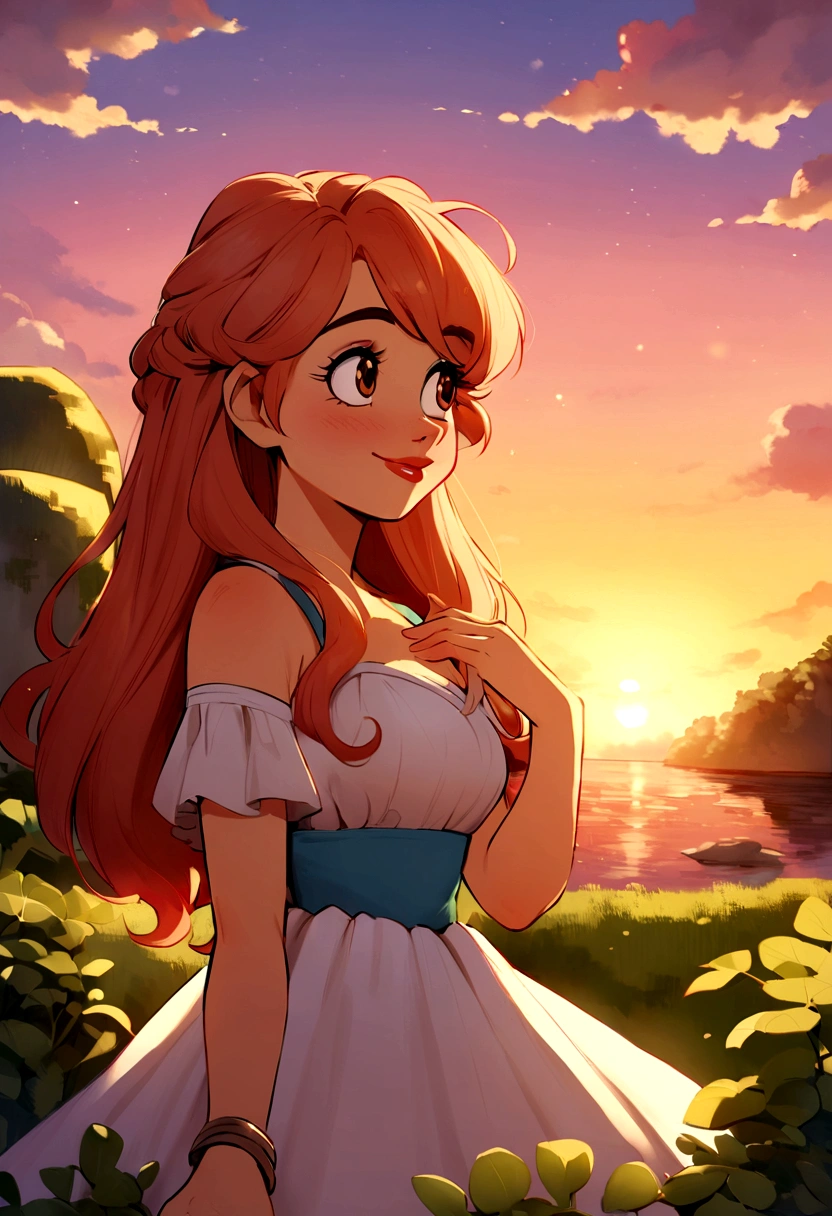 recrie a imagem no estilo disney pixar, Like it's the sunset of a movie