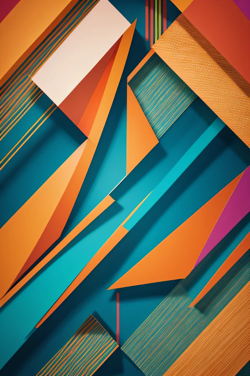 Abstract background with a mixture of shapes between triangles, rectangles and waves, colors that depict joy