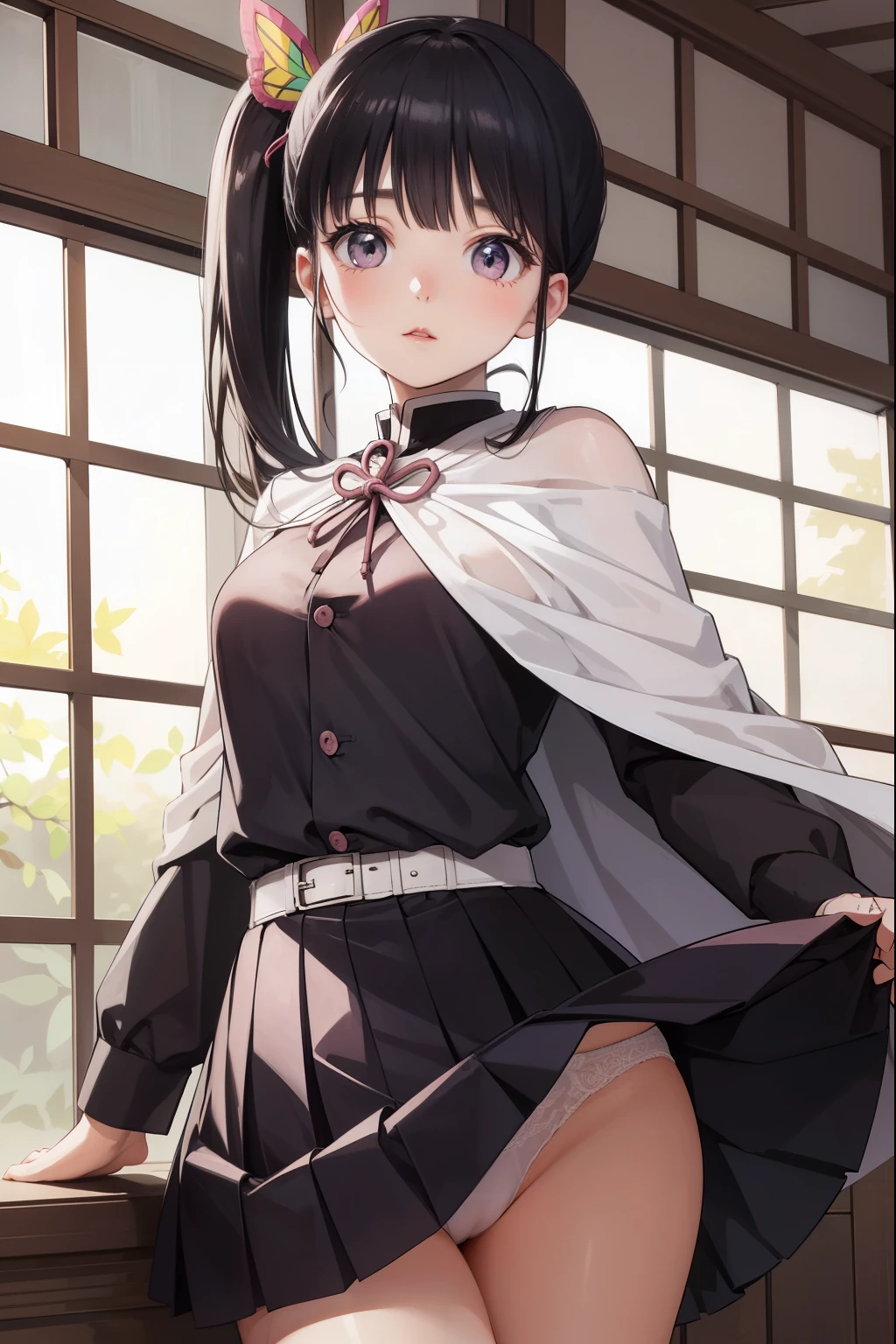 Pale pink girl's lips、White panties、