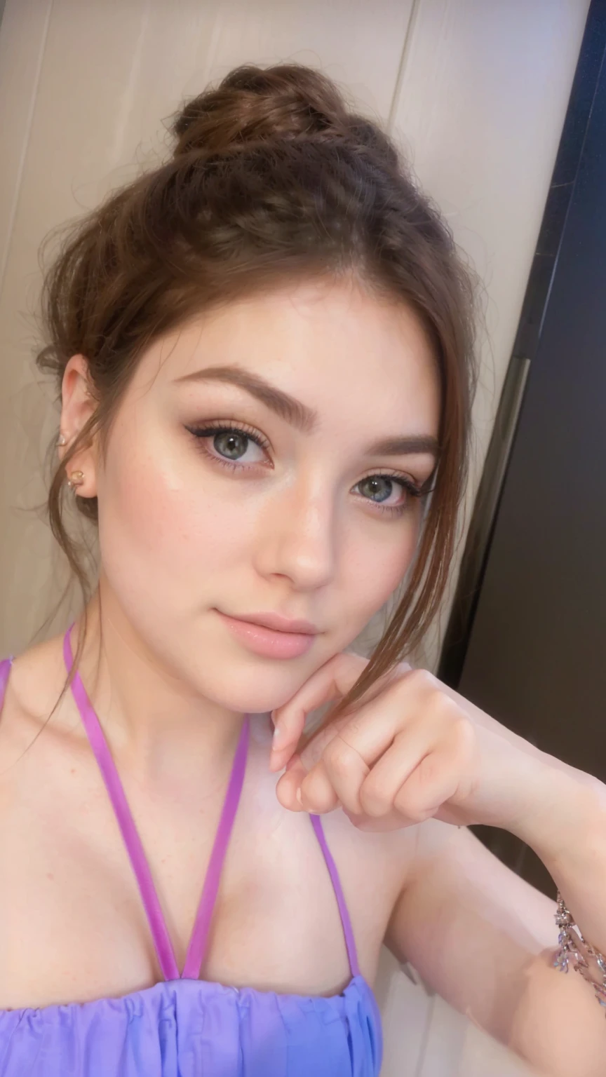 Beautiful girl, beautiful portrait hair, realistic portrait face, shy looking , beautiful eyes, realistic portrait photography, realistic hair, ultra HD 2k, prefect body shape, bigger breasts, perfect breast, sexy girl, curvy body
