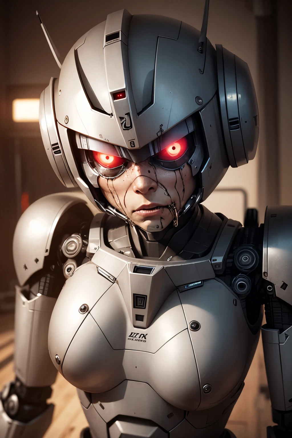 Robot with a disgusted face