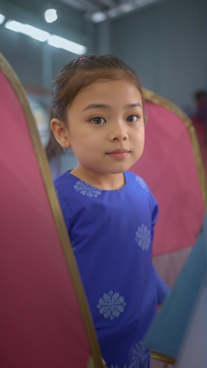 Create a photomanipulation of a Malay girl in hijab exploring a magical forest filled with vibrant colors, mythical creatures, and enchanted flora. Highlight the sense of wonder and discovery, 8mm lens, Extreme close-up, pastel color grading, depth of field cinematography effect, film fantasy genre, 8k resolution, high quality, ultra detail,