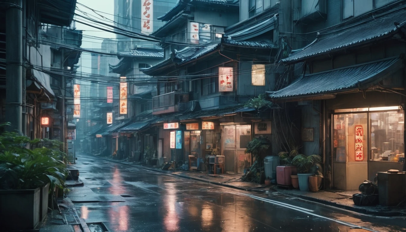 Cyberpunk cities in science fiction movies, Empty Streets, night, Chinoiserie architecture, Established, irregular, Circuit board, wire, complicated, Very detailedな, Realistic, hyper Realistic, high quality, Highest, Very detailedな, Crazy details, Very detailed, PhotoRealistic, A magnificent composition, Highest品質, 32K --v 6