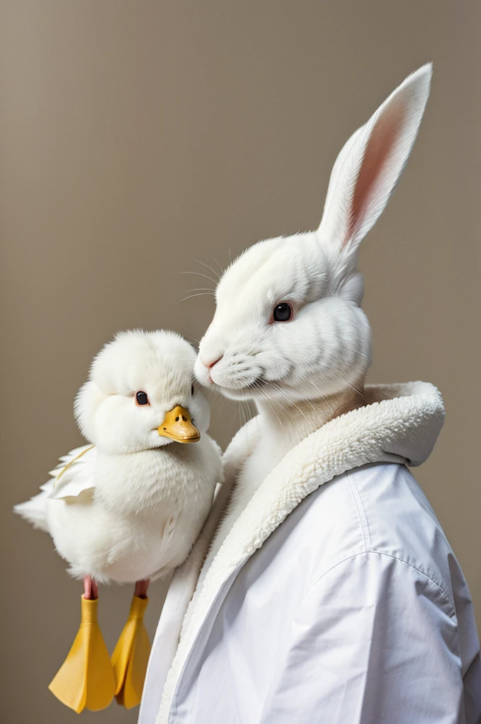 White rabbit with duck