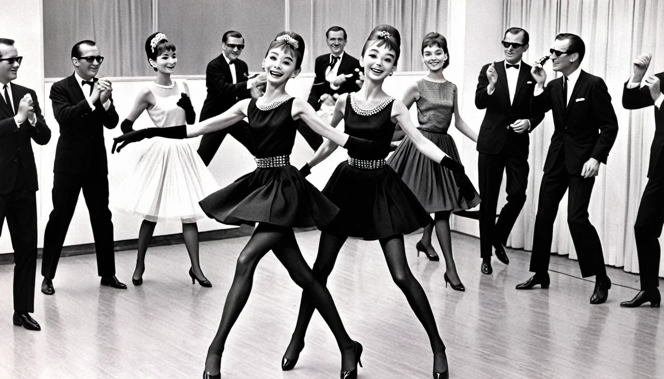Neat and cute women in 1960s fashion、Dancing rock and roll、Audrey Hepburn
