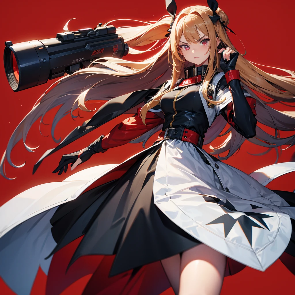 Blond haired red eyes succubus teacher holding a gun, girls frontline style, M4 Sopmod ii