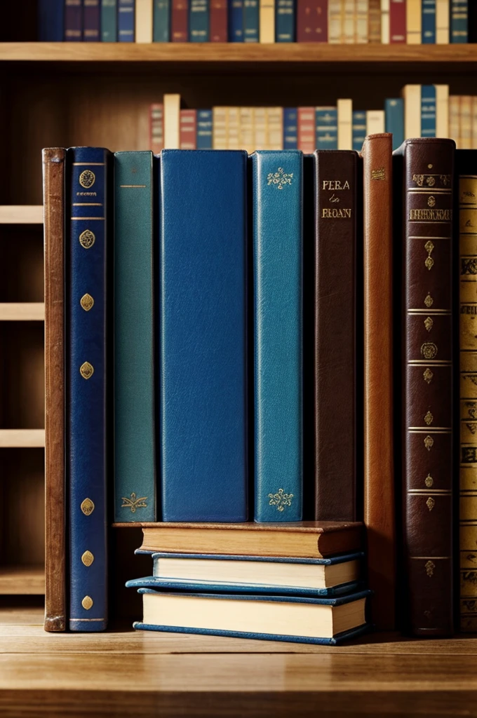 Crear una imagen realista de un fondo azul con un suelo azul y una pila de 5 libros en el suelo azul, el libro de arriba con la portada de los tres cerditos y los demas libros con diferentes colores, a small shadow on the right side of the books, and finally the pile of 5 books burning with a not very strong fire. Imagen realista