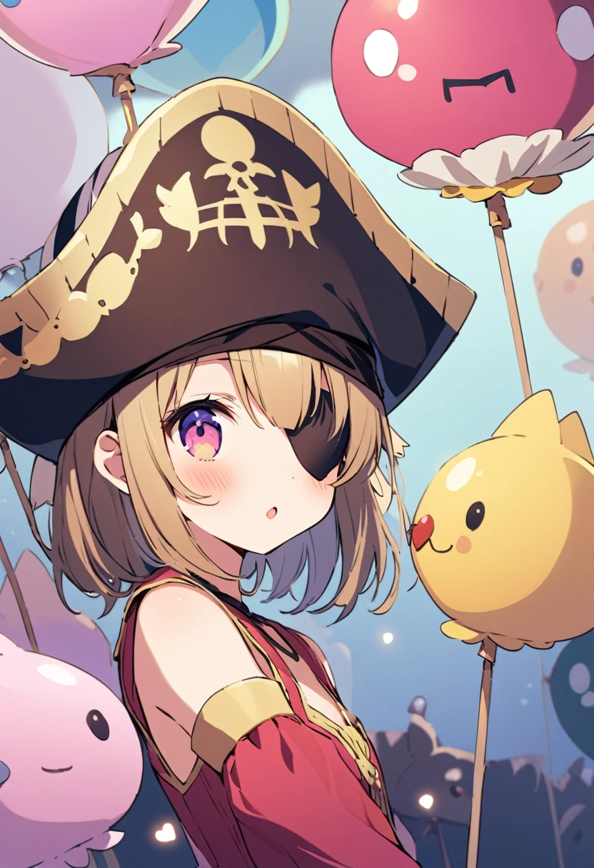 (( Pirate:1.3)),((Eye patch:1.3))、((Upper Body:1.3))masterpiece, Highest quality, Illustration of the novel, High resolution, 18+ Adult content, Sensual, Intimate, Emotional, Passionate, romantic, sweet, Adorable, Innocent, Pure, Charmな, Charmな, Charm, mysterious, Charmな, Charmな, Immersive, Charmな, dream-like, Surreal, Imaginative, Whimsical