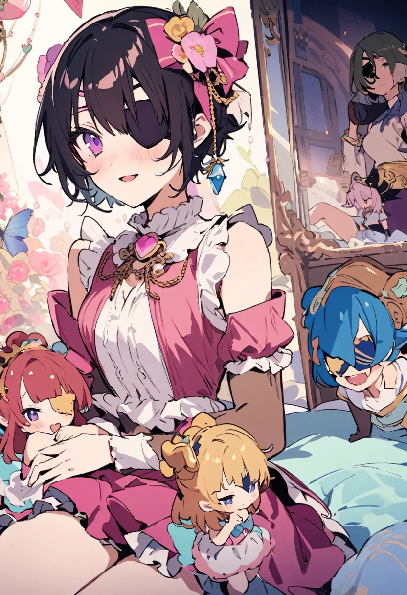 masterpiece, Highest quality, Illustration of the novel, High resolution, 18+ Adult content, Sensual, Intimate, Emotional, Passionate, romantic, sweet, Adorable, Innocent, Pure, Charmな, Charmな, Charm, mysterious, Charmな, Charmな, Immersive, Charmな, dream-like, Surreal, Imaginative, Whimsical, Artistic, Avant-garde, timeless, elegant, Sophisticated, chic, Sophisticated, personality, original, Charmな,((Loli Pirate:1.3)),((Eye patch:1.3))、Upper Body、(Little)