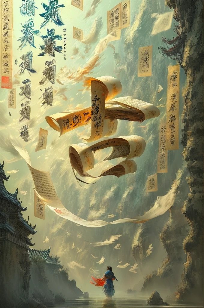 Chinese ancient books,pages,paper,chinese text,water,wind,masterpiece,masterpiece,long sleeves swaying in the wind,cinematic light,detailed environment,xuer calligraphy,luminous traces,(clean background:1.3),gold,low contrast,poster illustrations,
best quality,ultra-detailed,best quality,ultra-detailed,high-key