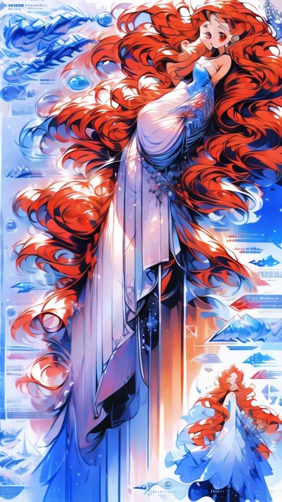 A female with white long straight hair and red eyes