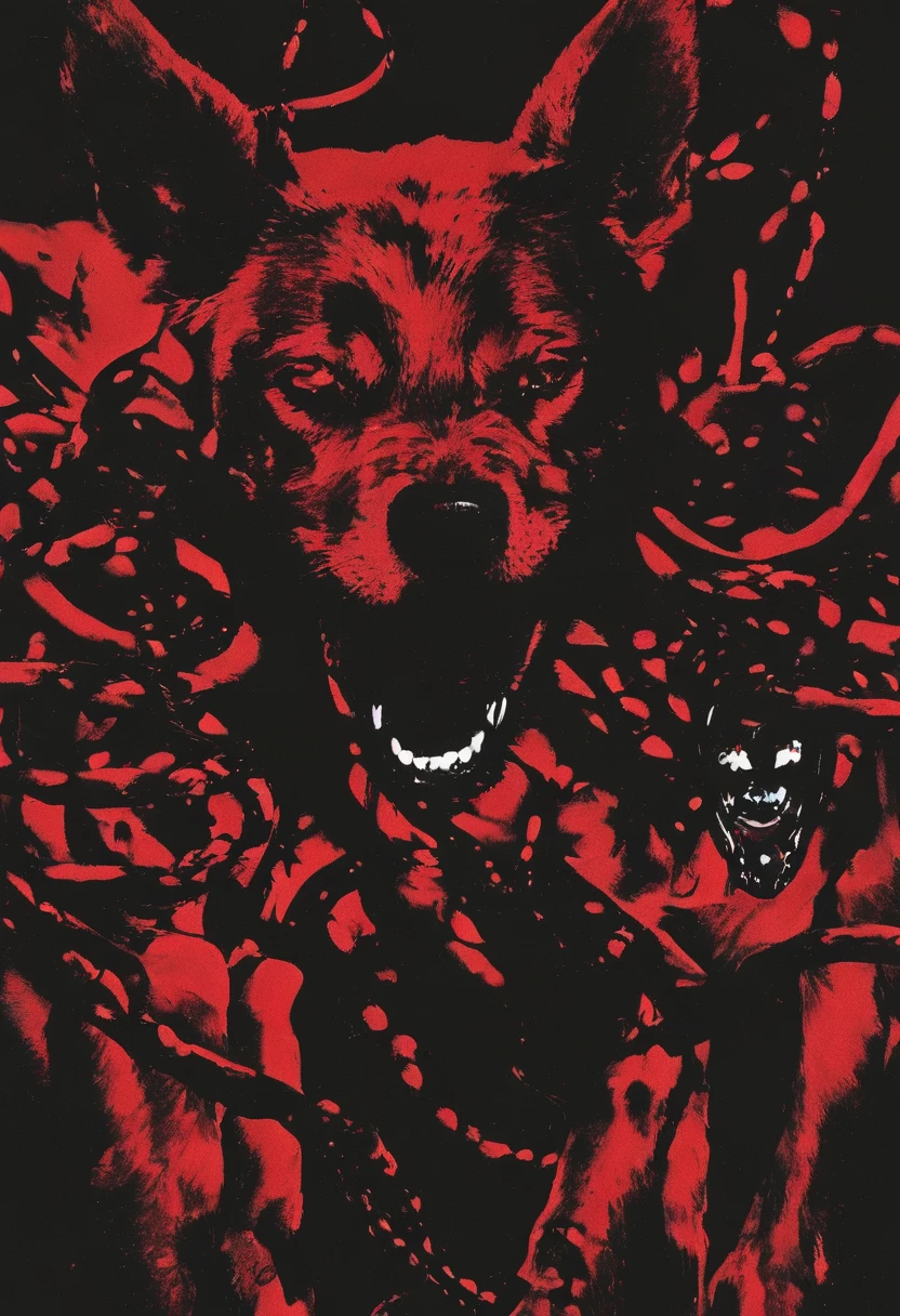 red and black dog surrounded by snakes