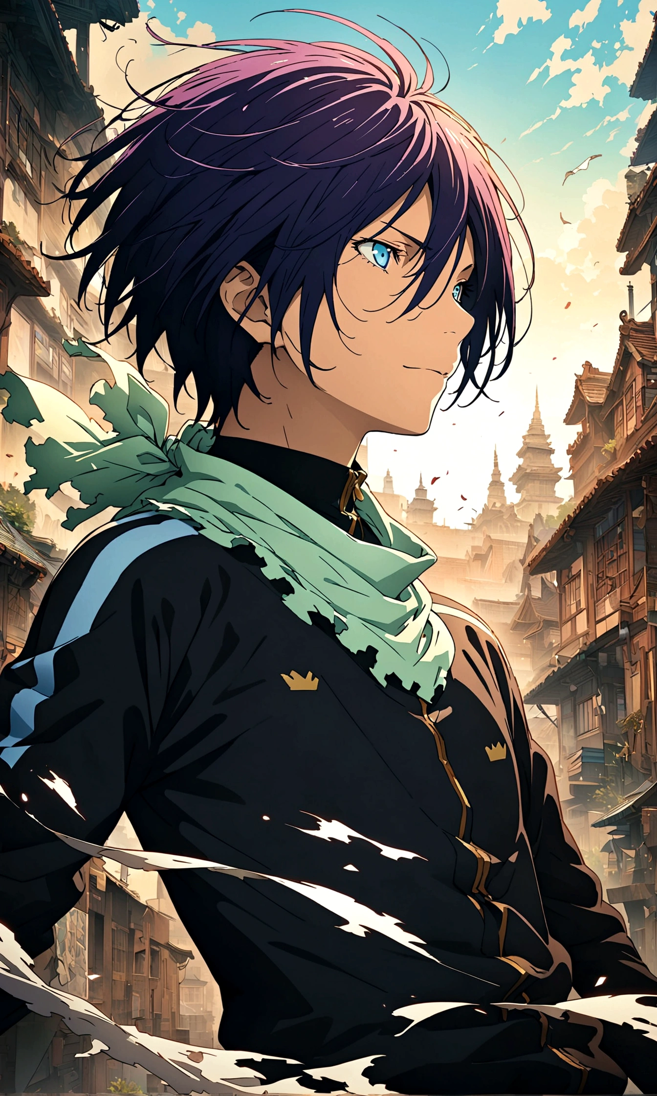 1boy,Yato \(noragami\),noragami,Intricate details,Wide range of colors,artwork,rendering,(masterpiece:1.3),(highest quality:1.4),(Super detailed:1.5),High resolution,Very detailed,unity 8k wallpaper,Decadent,Wind