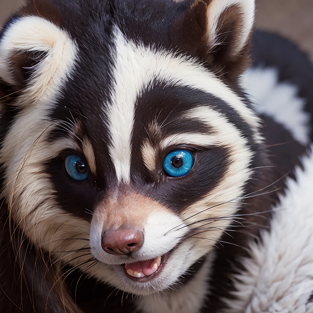 Persona cutin featuring a close up of a  raccoons eyes and nose