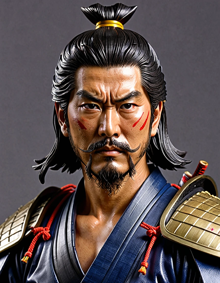 Samurai with eyepatch, glaring, best quality, ultra-detailed, 