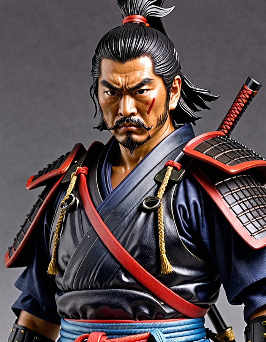 Samurai with eyepatch, glaring, best quality, ultra-detailed, 